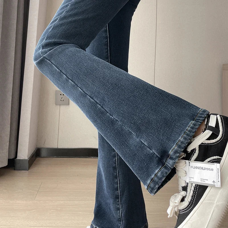 Damen Winter Warm Thermo Jeans Hose Innenfleece Stretch Hosen Leggins Denim