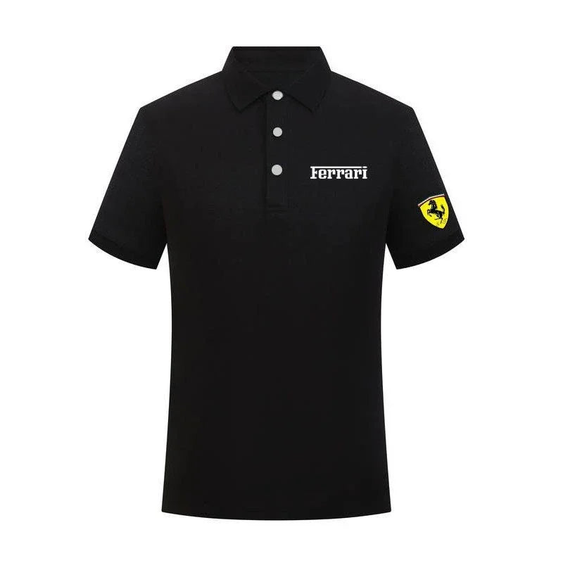 Sommer Motorrad F1 Ferrari Team Uniform Rot Herren Kurzarm Poloshirt Revers Sport T-Shirt Rennanzug