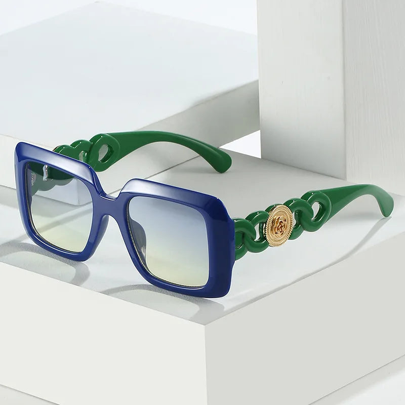 Damen Sonnenbrille Designer Luxus Brille Quadratische Gläser Vintage UV400