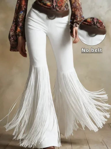 Sexy Damen Fashion Hose Kunst Lederhose Schlaghose Retro Western Flare Wildleder