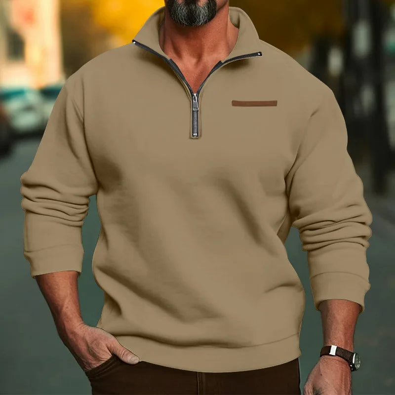 Herren Pullover Sweatshirt Troyer Pulli Sweater Stehkragen Zipper Langarmpulli