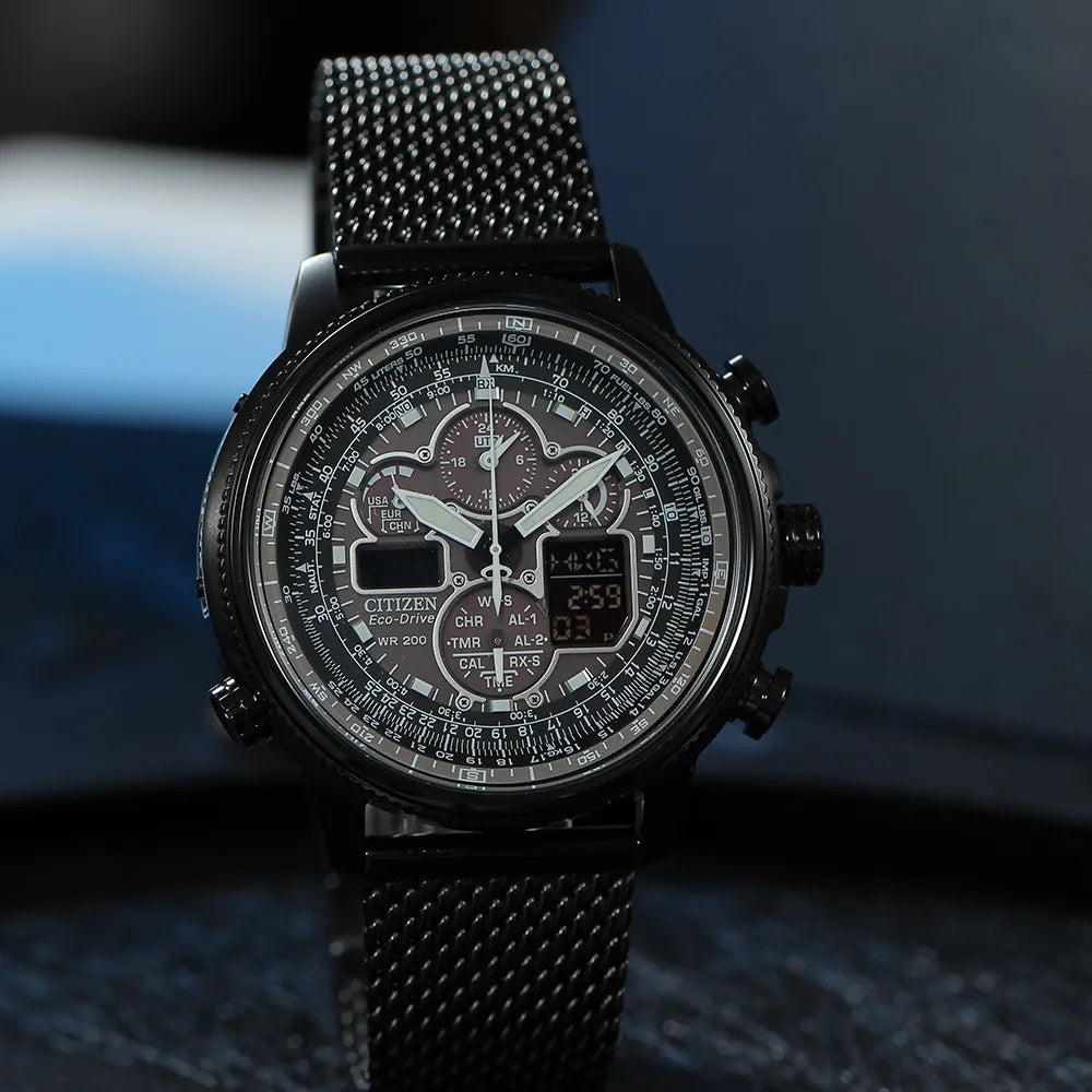 Herren Armbanduhr Silber Schwarz Edelstahl Quarzuhr Luxus Chronograph Business
