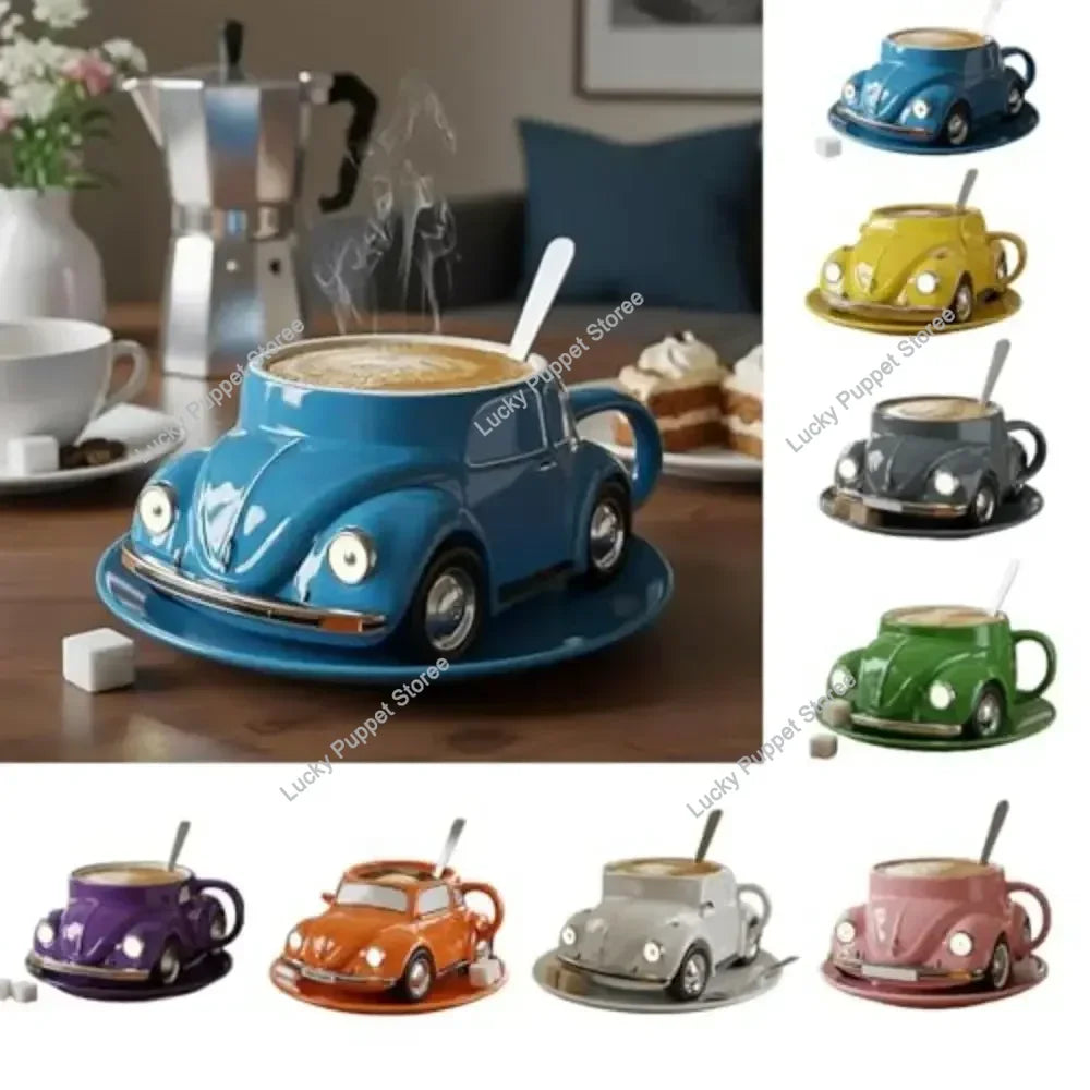 Edelstahl Kaffeebecher Mug VW Beetle-Motiv Kaffeetasse Becher Tasse Geschenk
