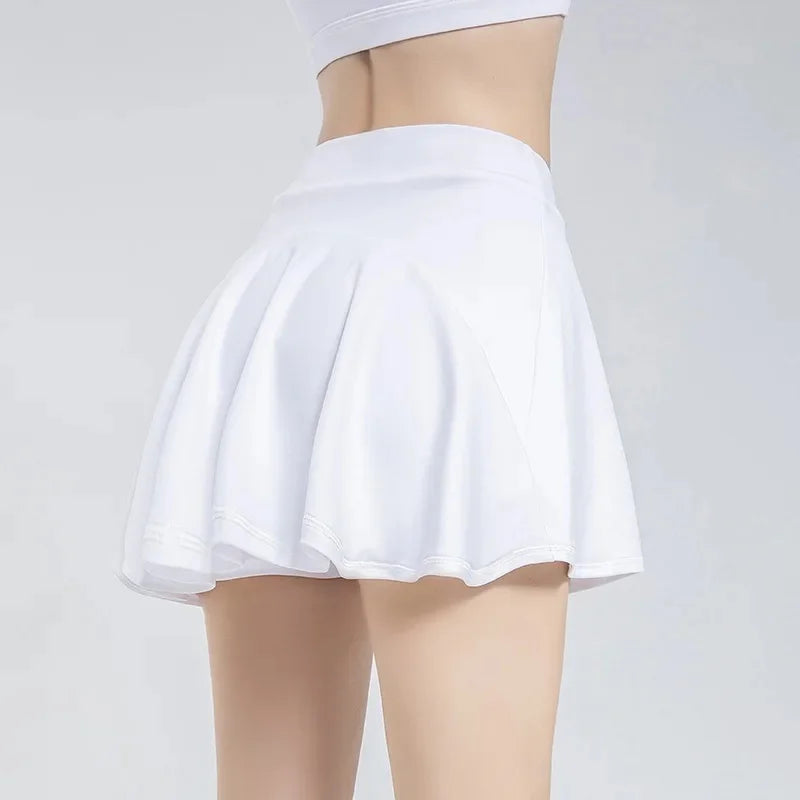 Damen Tennis-Rock mit Innenhose Sportrock Laufrock Gym Fitness Shorts mit Tasche