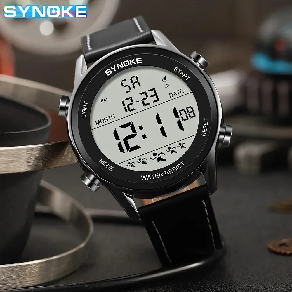 Herren Armbanduhr Digital Uhr Silber Edelstahl LED Quarzuhr Luxus Chronograph