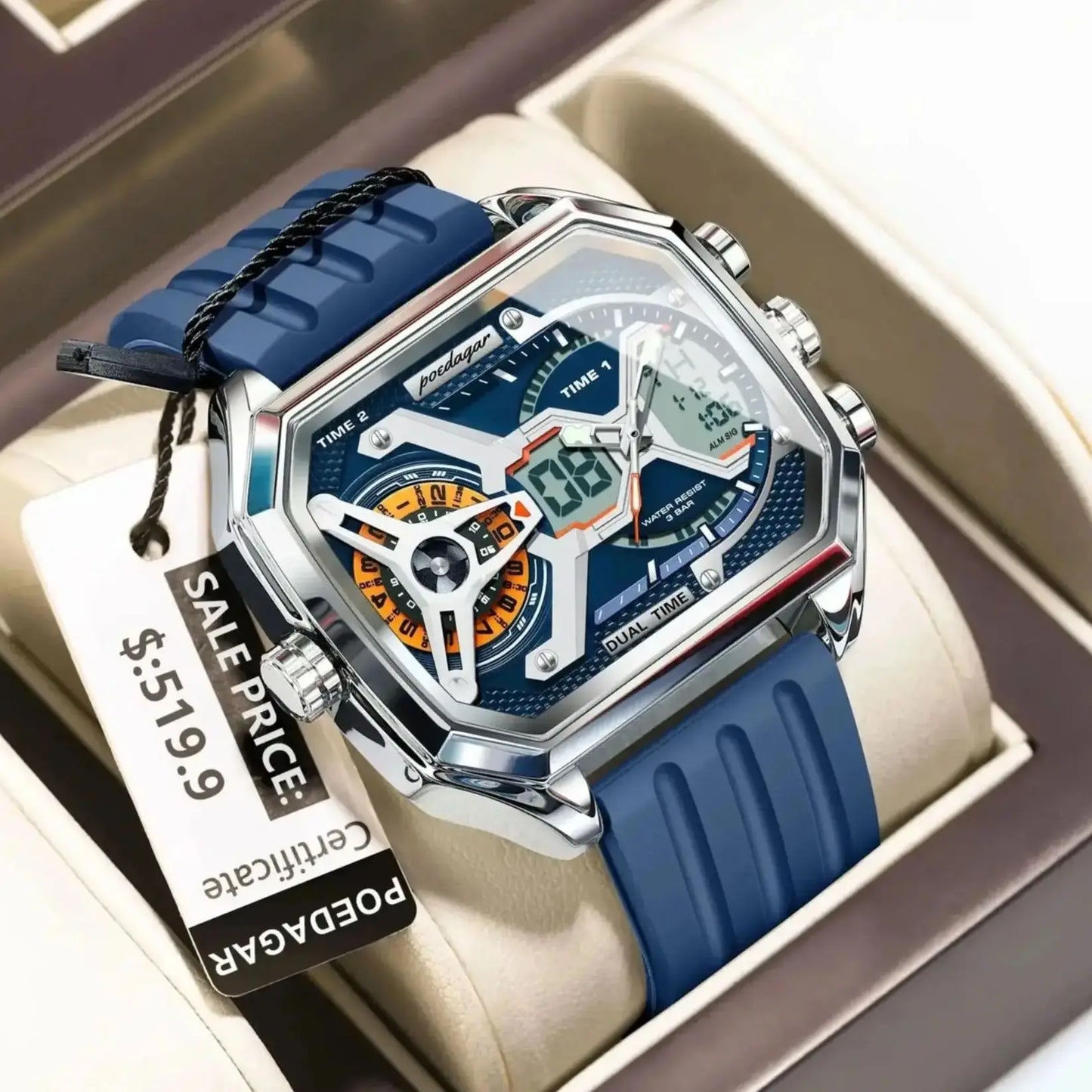Orologio Uomo Quarzo Acciaio Inossidabile Orologio digitale Cronografo sportivo