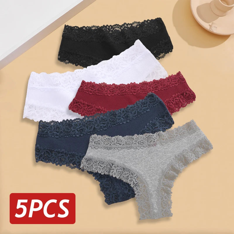 5Stk Frauen Spitze Tanga String Höschen Sexy Schlüpfer Slip Dessous Unterwäsche