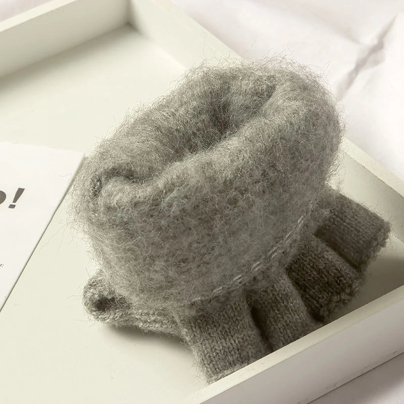 Damen Handschuhe Herbst Winter Gestrickte Damenhandschuhe Fäustlinge Touchscreen