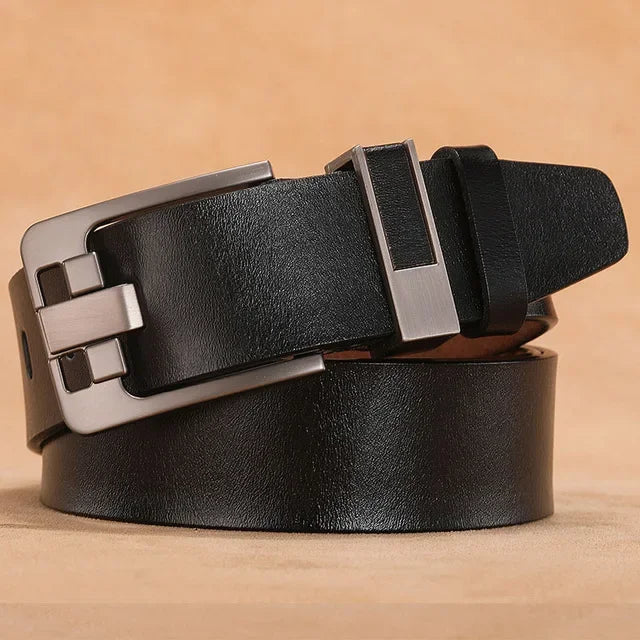 Jeans-Gürtel Herren Damen Eckig Schnalle Echt Leder Gürtel Schwarz Braun