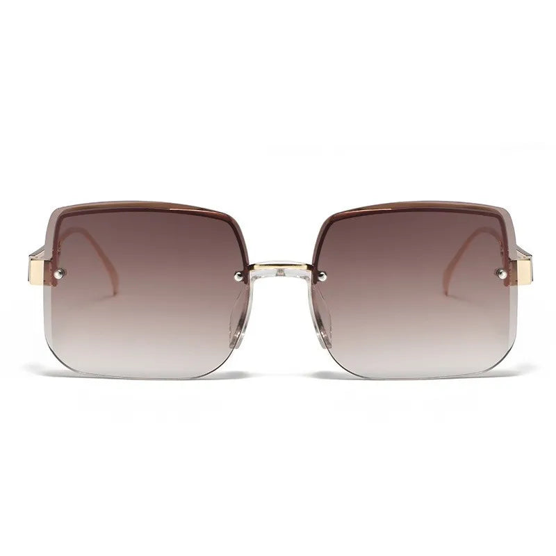 Randlose Sonnenbrille Damen Herren Farbverlauf Metallbügel UV400 Schutz