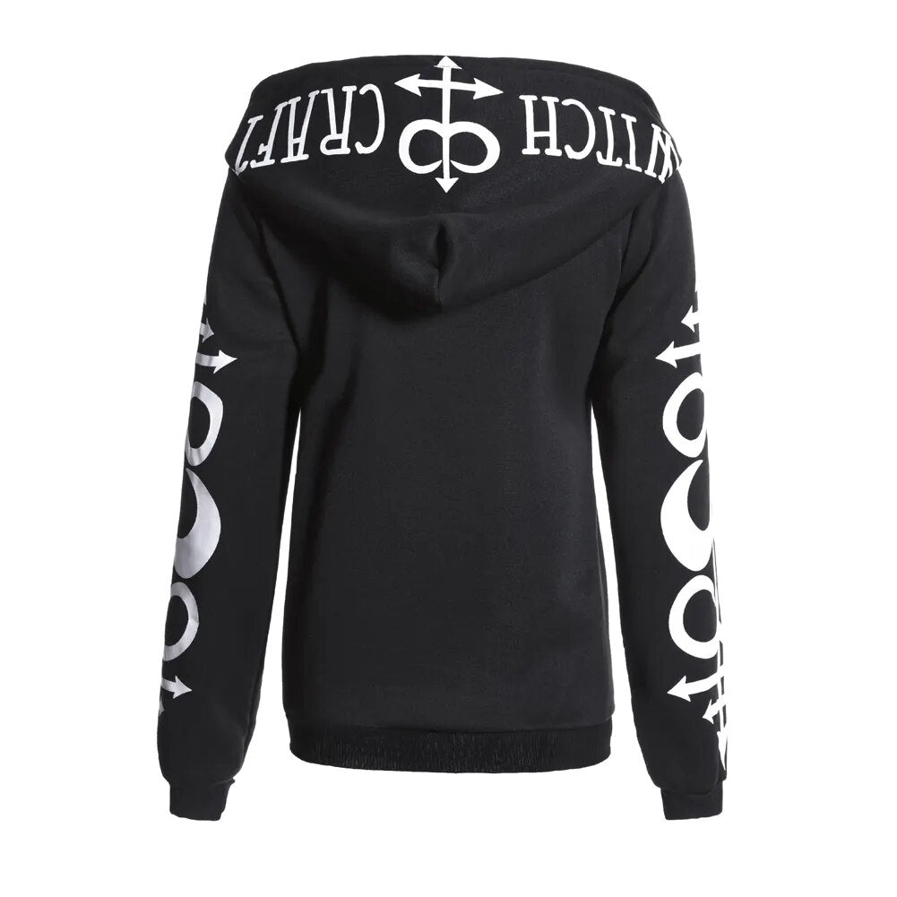 Gothic Kapuzenpullover Sweatjacke Zip Hoodie Sweatshirt Pullover Pulli Damen