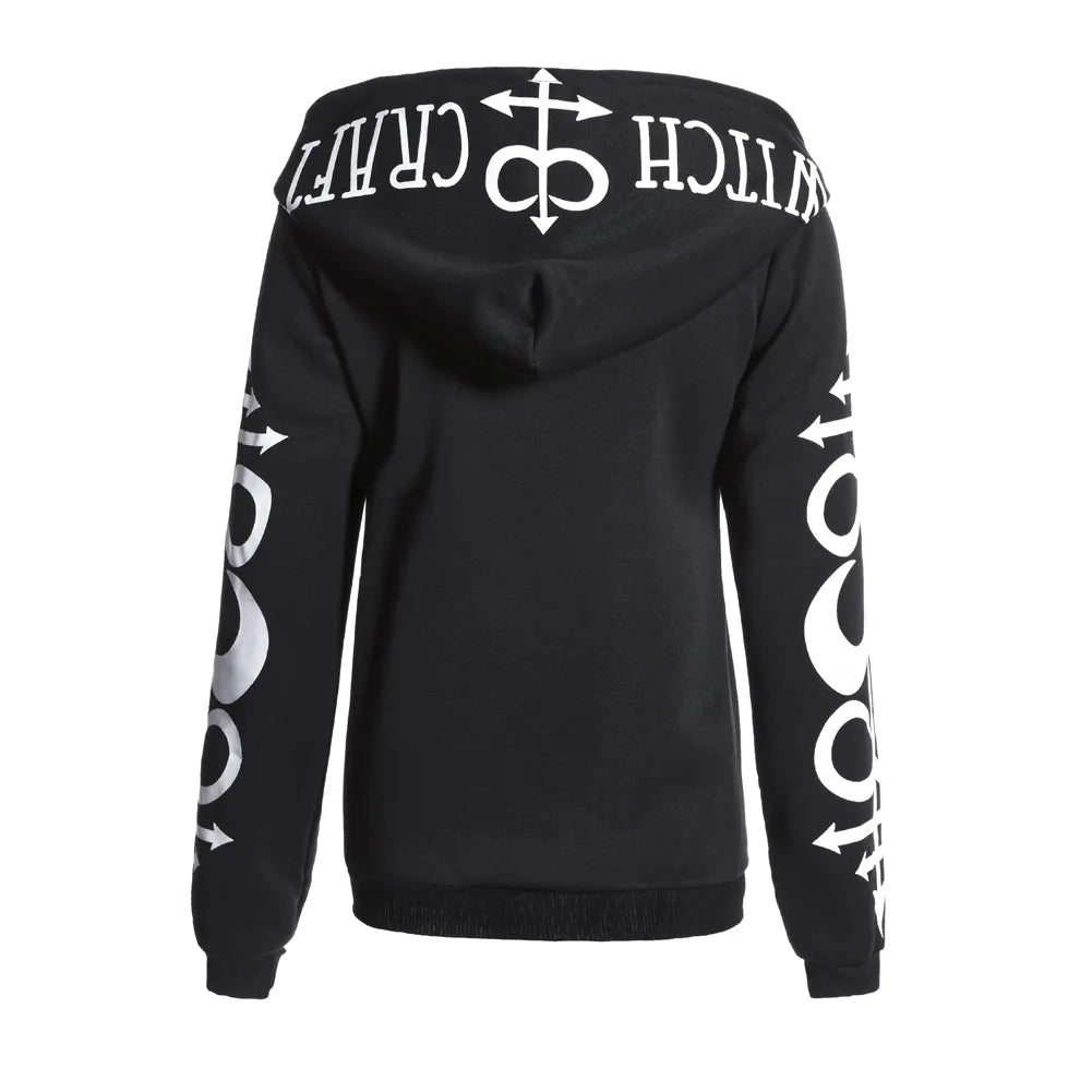 Gothic Kapuzenpullover Sweatjacke Zip Hoodie Sweatshirt Pullover Pulli Damen