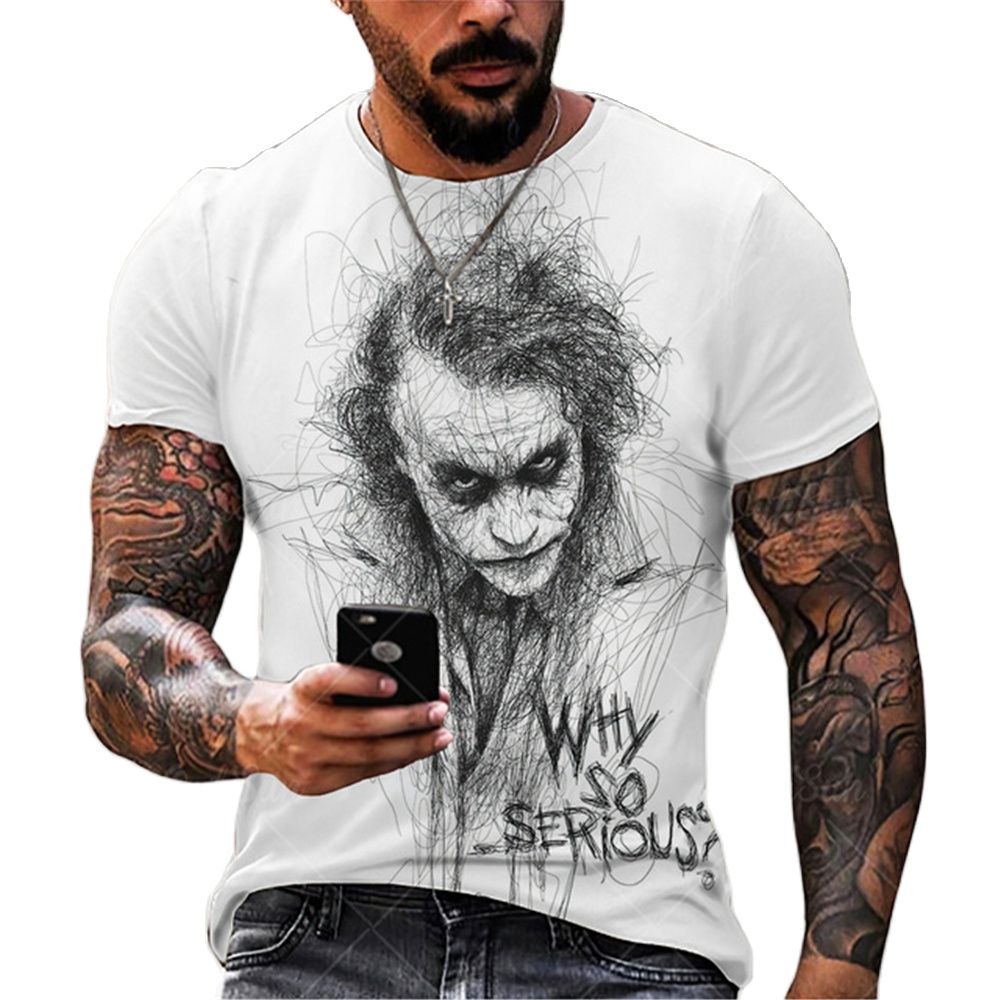 Herren Fashion Vintage  Joker 3D T-Shirt Rundhals Unisex Sommer Streetwear