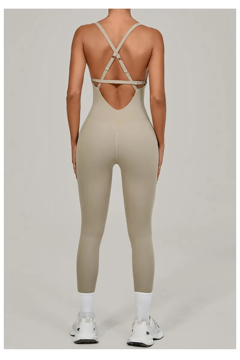 Tuta intera Sportiva Donna Rompers Pantaloni Yoga Palestra Sexy Jumpsuit Tutina