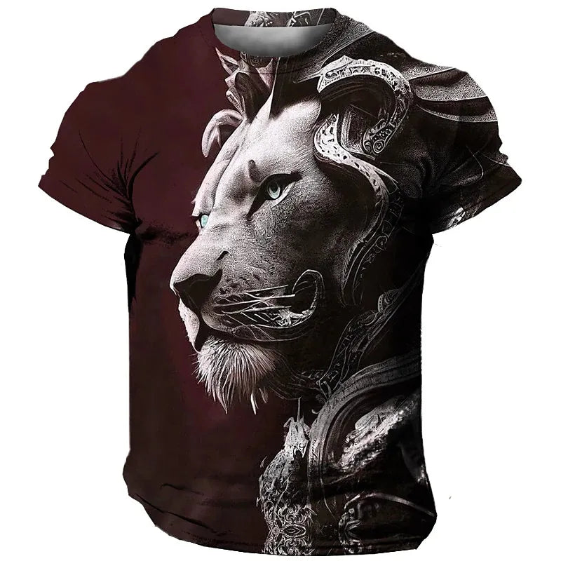 Männer Herren Fashion Lion 3D T-Shirt Rundhals Unisex Sommer Streetwear
