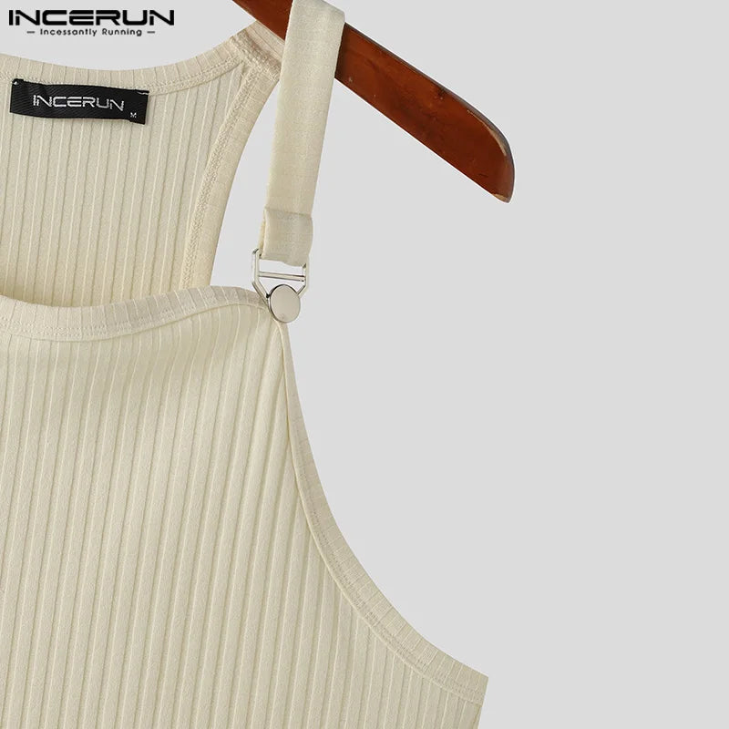 Incerun Tops 2024 koreanischen Stil neue Herren gestrickte Pit Strap Westen Sommer lässig Streetwear Persönlichkeit ärmellose Tanktops S-5XL