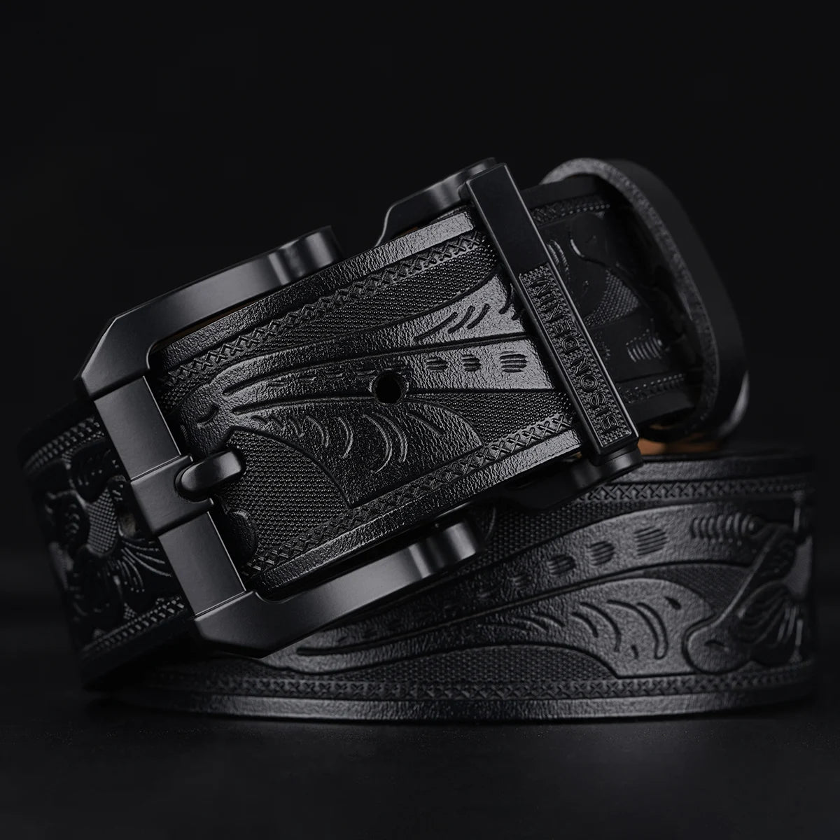 BISON DENIM Rindsleder Retro Gedruckt Männer Gürtel Echtes Split Leder Legierung Pin Schnalle Gürtel Casual Western Cowboy Stil Gürtel Für Männer