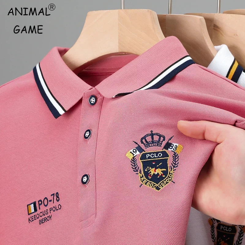 Sommer männer Casual Stickerei Kurzarm Polo-Shirt Neue Mode Einfarbig Top