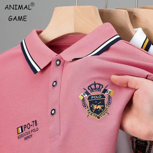 Sommer männer Casual Stickerei Kurzarm Polo-Shirt Neue Mode Einfarbig Top