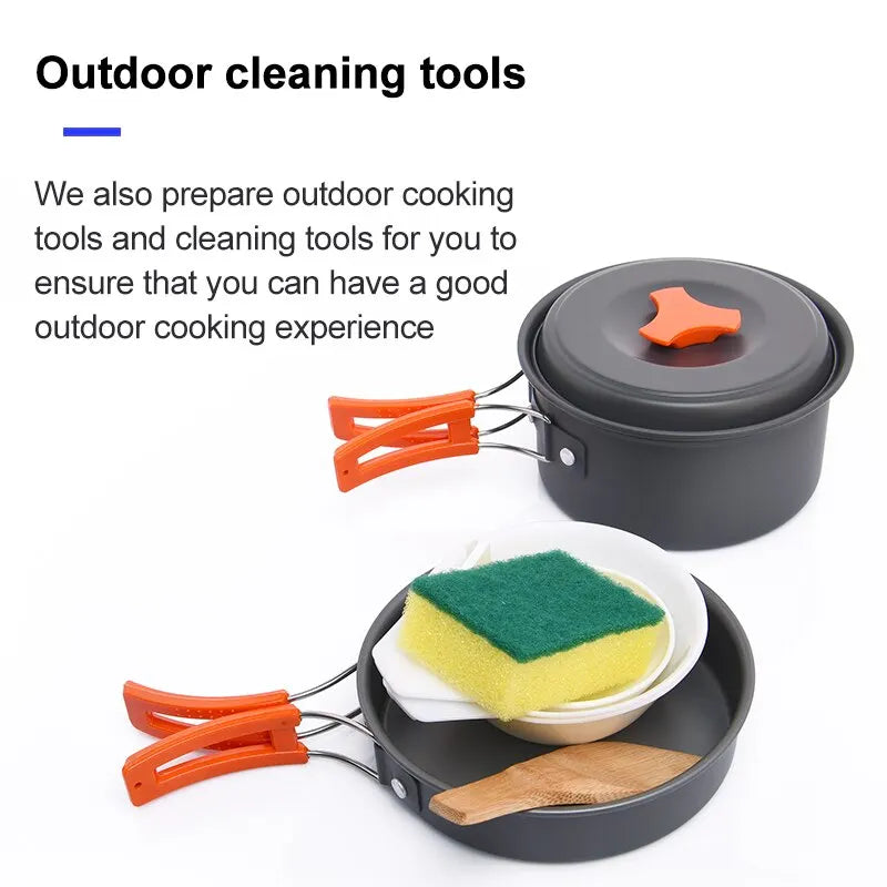 Camping Kochgeschirr Set Kochtopf Outdoor Töpfe Pfanne BBQ Picknick Ausrüstung
