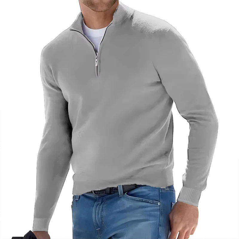 Herren Pullover Sweatshirt Troyer Pulli Sweater Stehkragen Zipper Langarmpulli