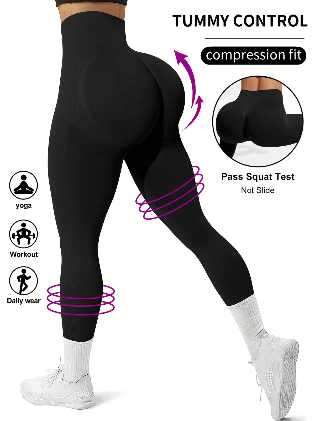 Yoga Leggings Push Up Damen Sport Hose Fitness Gym Stretch Leggins Jogginghose