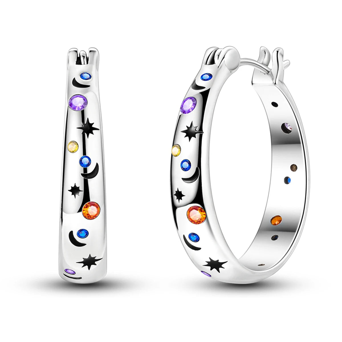 Orecchini a Cerchio in Argento 925 Sterling con Zirconi | Creole Brillantini
