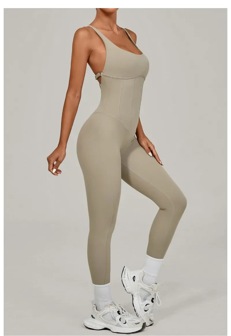 Tuta intera Sportiva Donna Rompers Pantaloni Yoga Palestra Sexy Jumpsuit Tutina