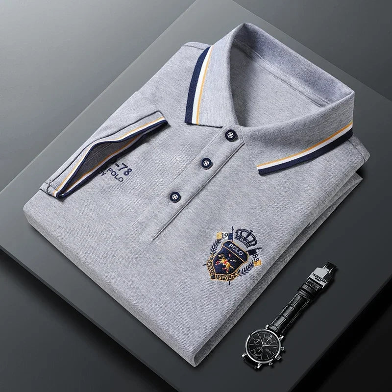 Sommer männer Casual Stickerei Kurzarm Polo-Shirt Neue Mode Einfarbig Top