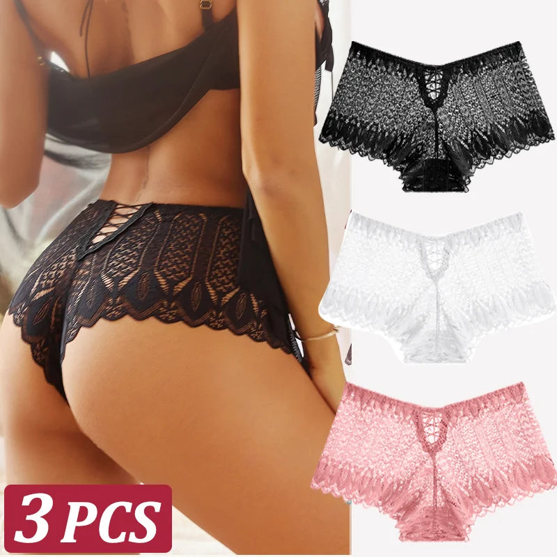 3 Stk Frauen Spitze Tanga String Höschen Sexy Schlüpfer Slip Dessous Unterwäsche