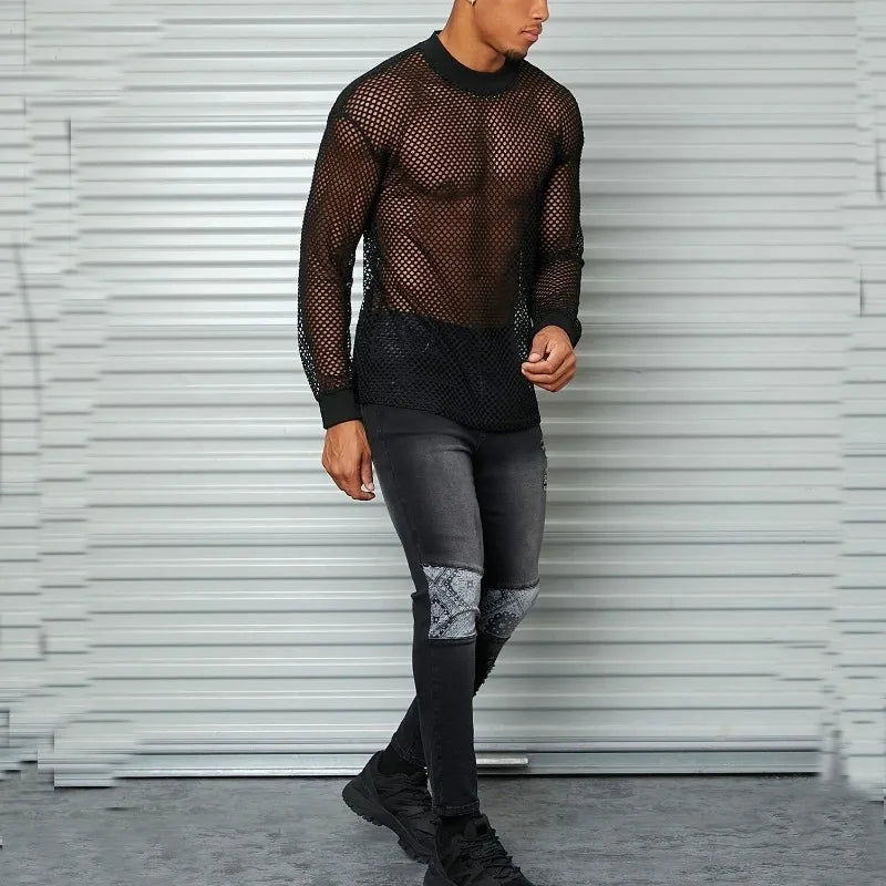Fetisch Fashion Männer Oberteil Sexy Shirt Herren Body Hemd Transparent Clubwear