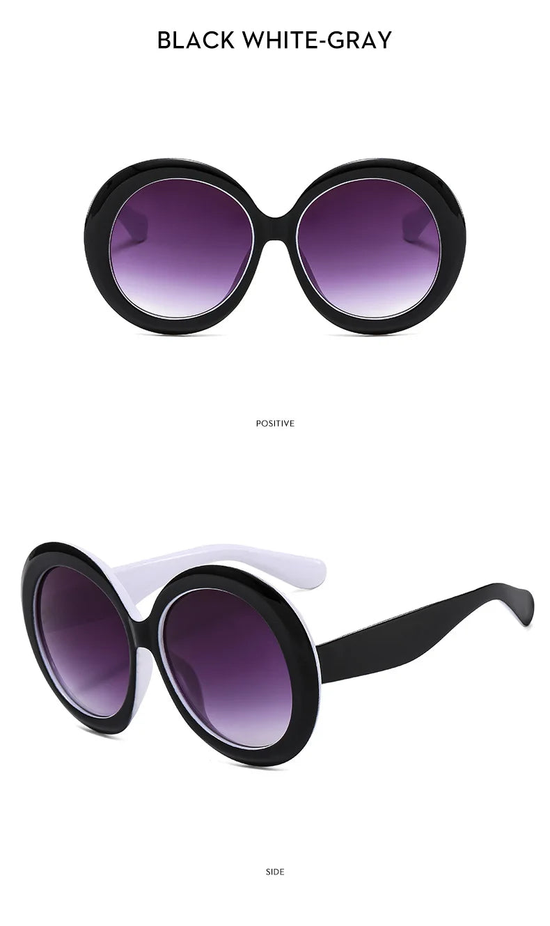 JNPCXI Übergroße Runde Sonnenbrille Frauen Männer Luxus Marke Großen Rahmen Sonnenbrille Brille Große Shades Unisex Reiten Brillen