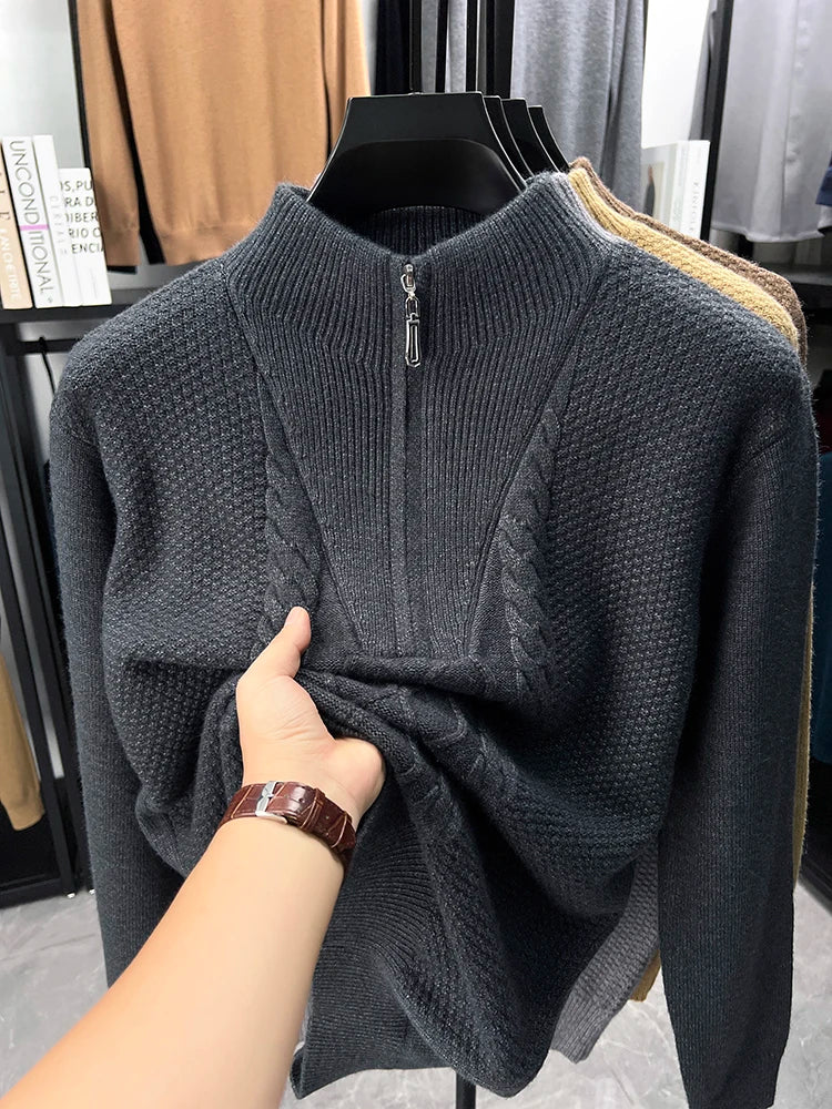 Herren Pullover Sweatshirt Troyer Pulli Sweater Stehkragen Zipper Langarmpulli