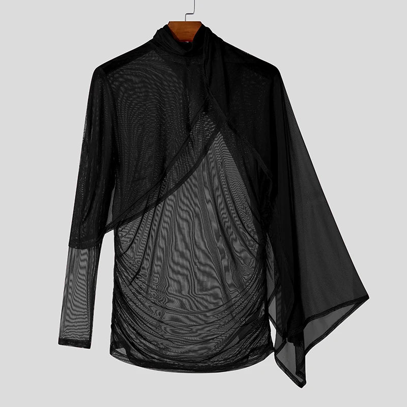 Fetisch Fashion Männer Oberteil Sexy Shirt Herren Body Hemd Transparent Clubwear
