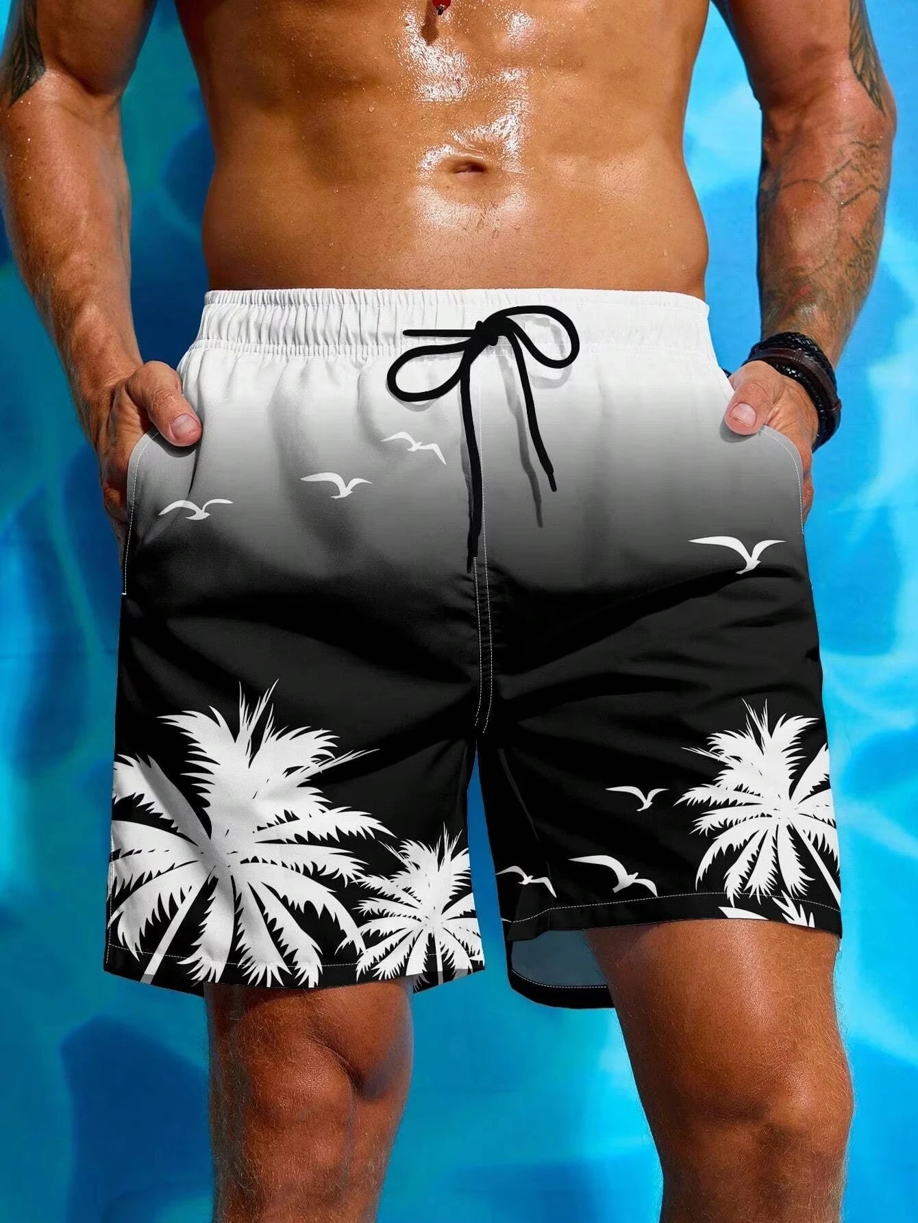 Hawaii-Badehose Herren Badeshort Kurzehose Shorts Schwimmhose 100% Polyester