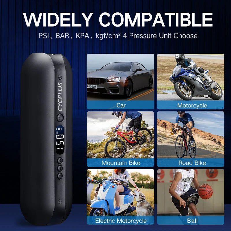 Elektrische Fahrradpumpe Akku Luftpumpe Auto Reifen Kompressor Power Bank