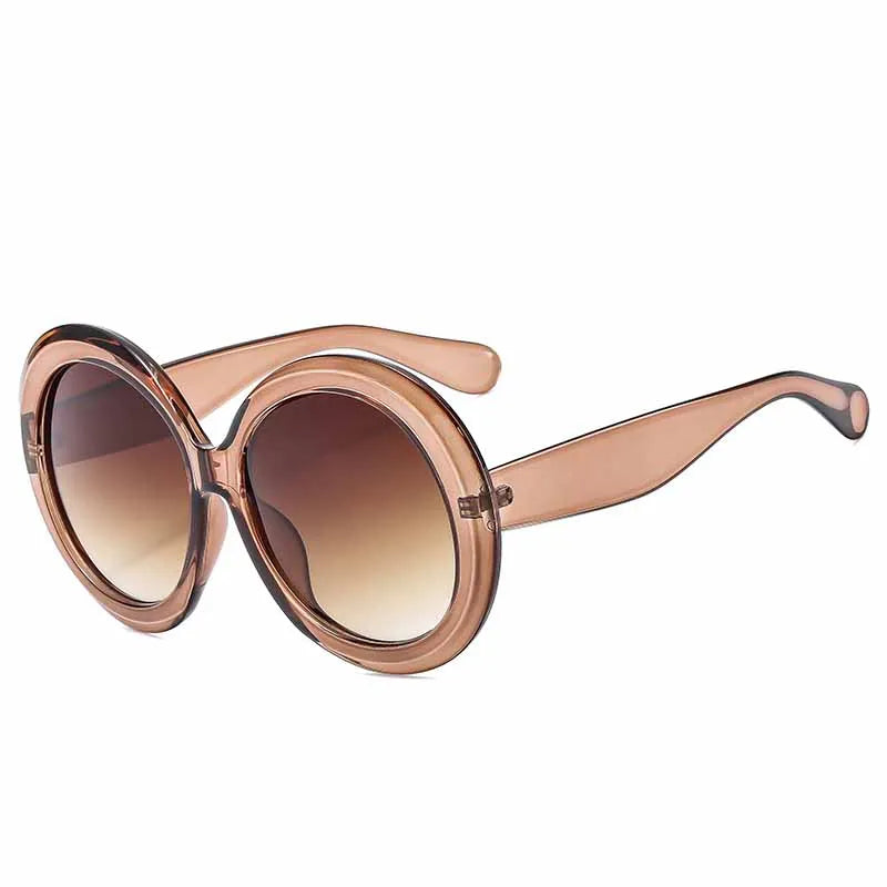 Damen Sonnenbrille Designer Luxus Brille Runde Übergröße Gläser Vintage UV400