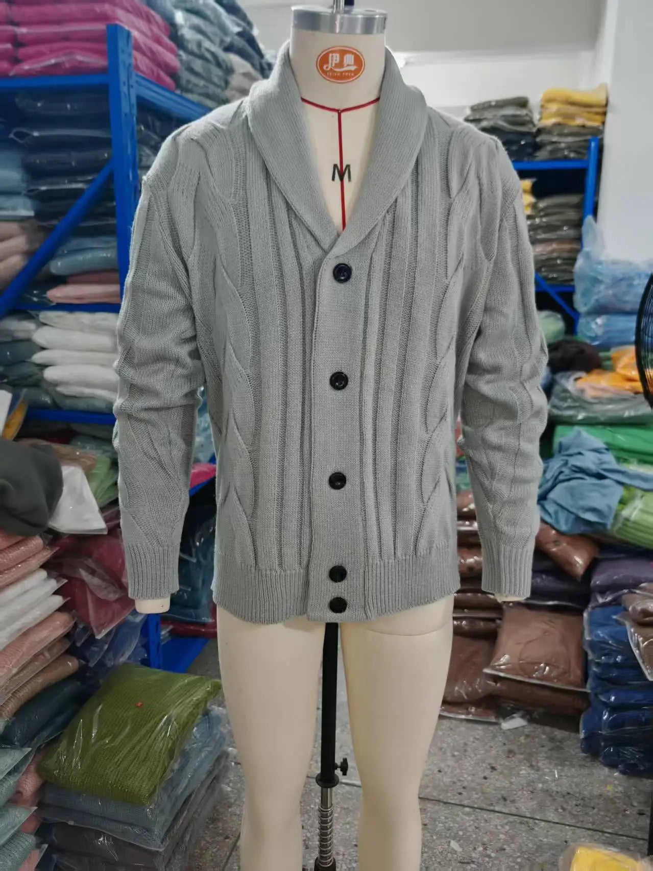 Herren Herbst Jacke Übergangsjacke Sweatjacke Sweater Strickjacke mit Zopfmuster