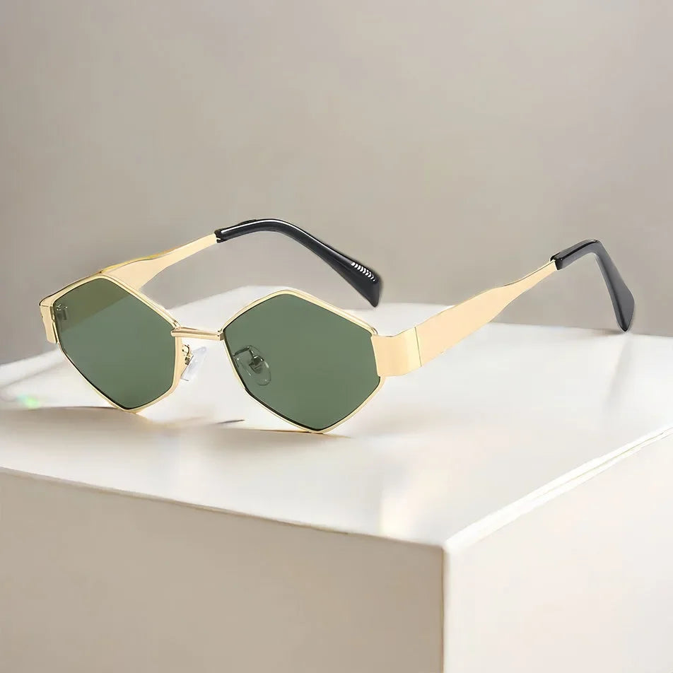 Damen Sonnenbrille Designer Luxus Brille Hexagon Gläser Vintage Piloten-Brille