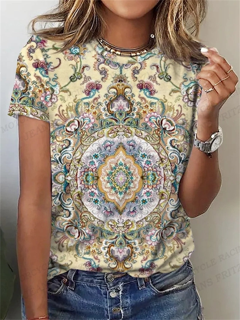 Damen Sommer Top 3D Katzen T-Shirt Rundhals Streetwear lockeres Damentop