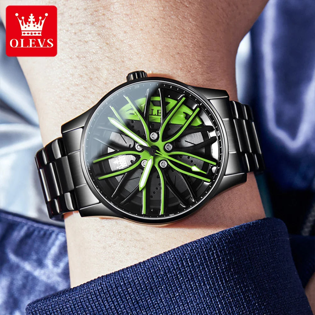 Herren Armbanduhr Edelstahl Felge Fashion Sport Quarz Uhr Chronograph Business