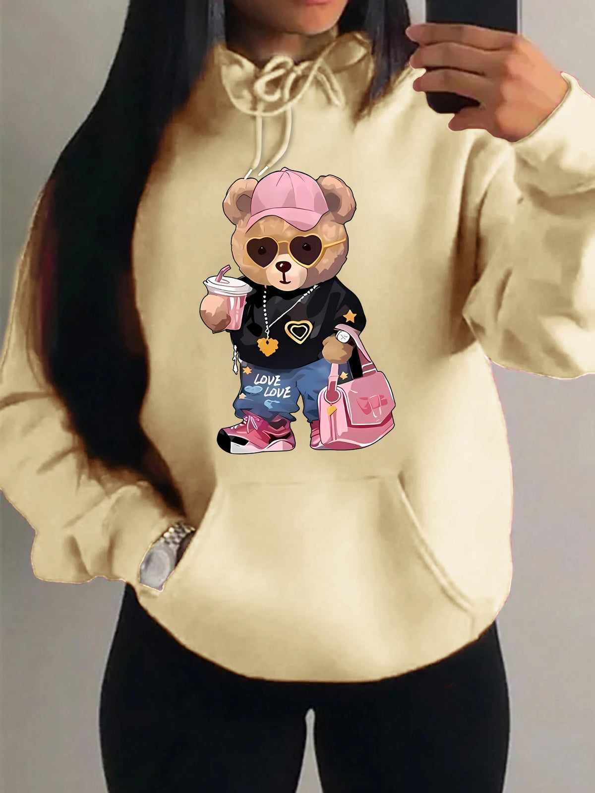 Teddybär Kapuzenpullover Sweatshirt Fleece Hoodie Pulli Damen Kapuzenpulli Shirt