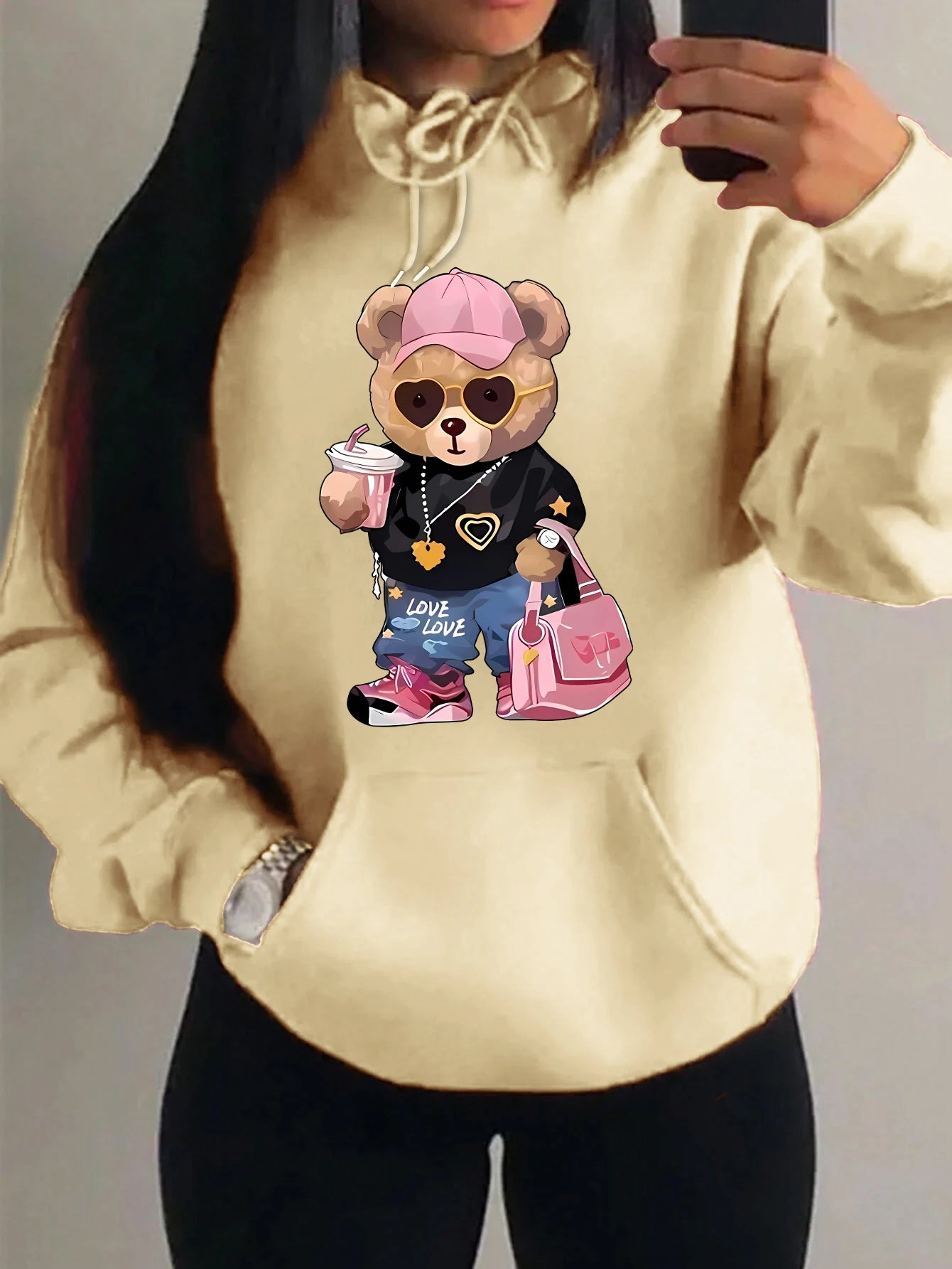 Teddybär Kapuzenpullover Sweatshirt Fleece Hoodie Pulli Damen Kapuzenpulli Shirt