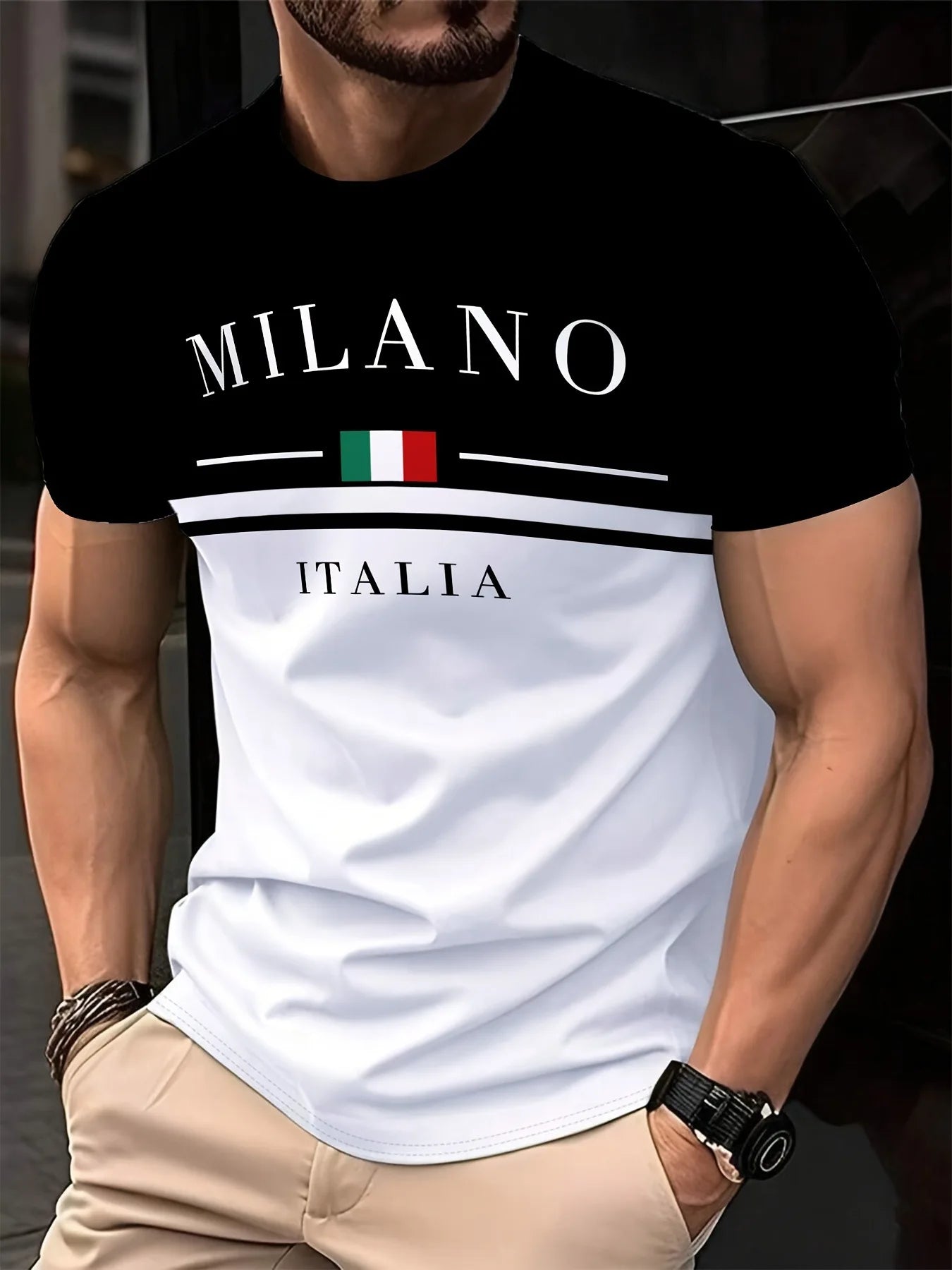 T-Shirt Uomo Manica Corta Italia Milano Maglietta Camicia Maglia Italy