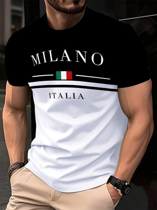 T-Shirt Uomo Manica Corta Italia Milano Maglietta Camicia Maglia Italy