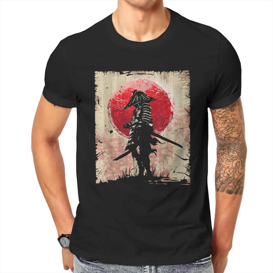 Herren Samurai Oversized Art T-Shirt Rundhals Unisex Sommer Streetwear