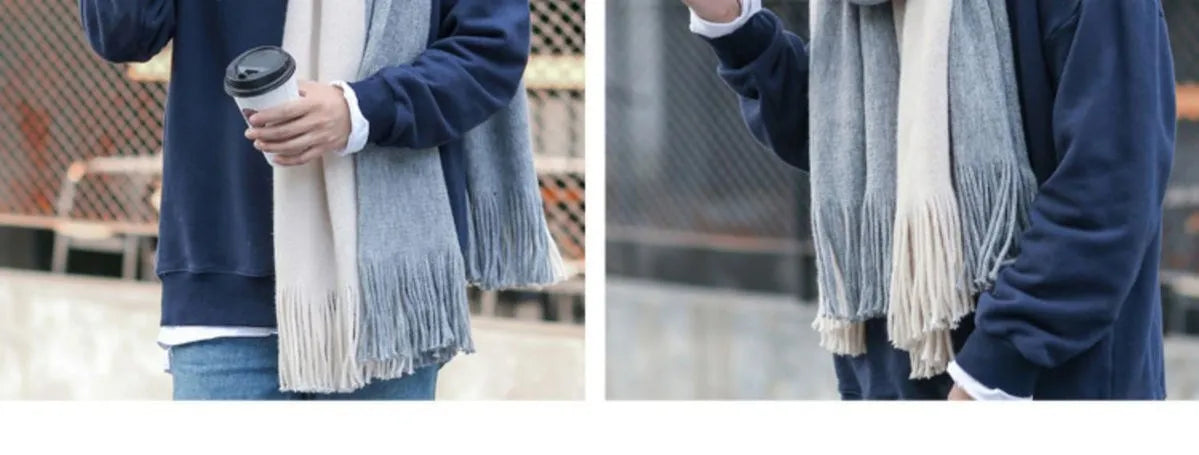 Herren Schal Winterschal Stola Schlauchschal Halstuch Wollschal Strickschal Loop