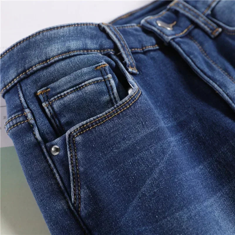 Damen Winter Warm Thermo Jeans Hose Innenfleece Stretch Hosen Leggins Denim