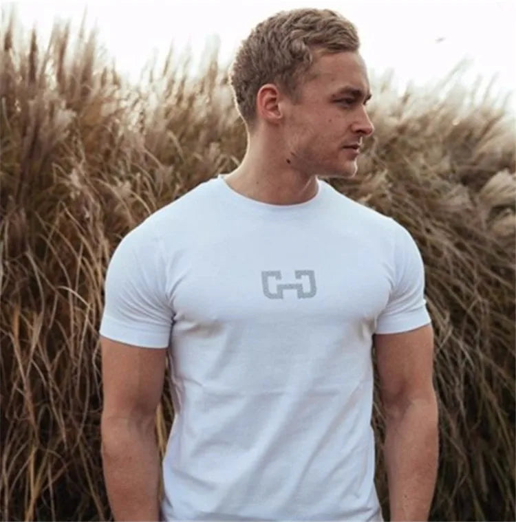 Männer Mode T Shirt Männer Tops Sommer Fitness Bodybuilding Kleidung Muscle Männlichen Shirts Baumwolle Slim Fit Tees