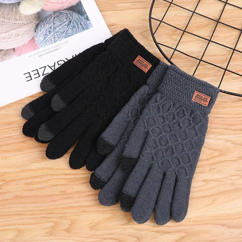 Damen Handschuhe Herbst Winter Gestrickte Damenhandschuhe Fäustlinge Touchscreen